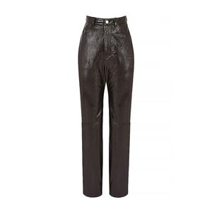 Mistress Rocks Brown Croc Embossed Faux Leather Wide Leg Pants Women's XS Y2K